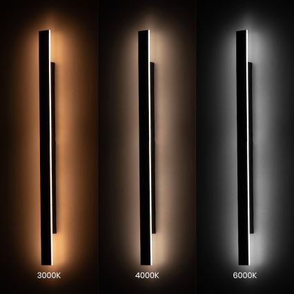 LED Outdoor Wall Light WOW LED/20W/230V 3000/4000/6000K 120 cm IP54 black