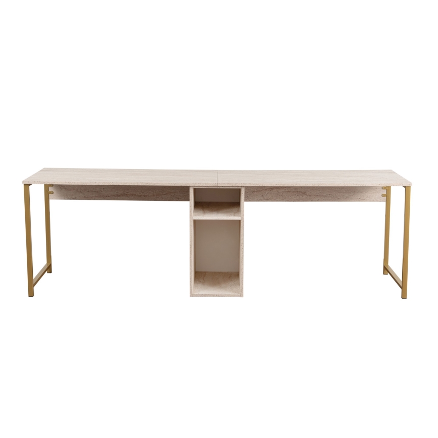 Writing desk CLARO 240x60 cm travertine/gold