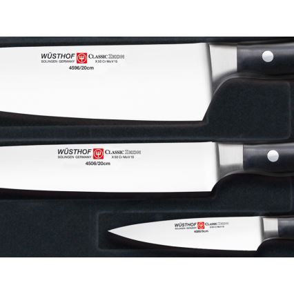 Wüsthof - CLASSIC IKON 3-Piece Kitchen Knife Set, Black
