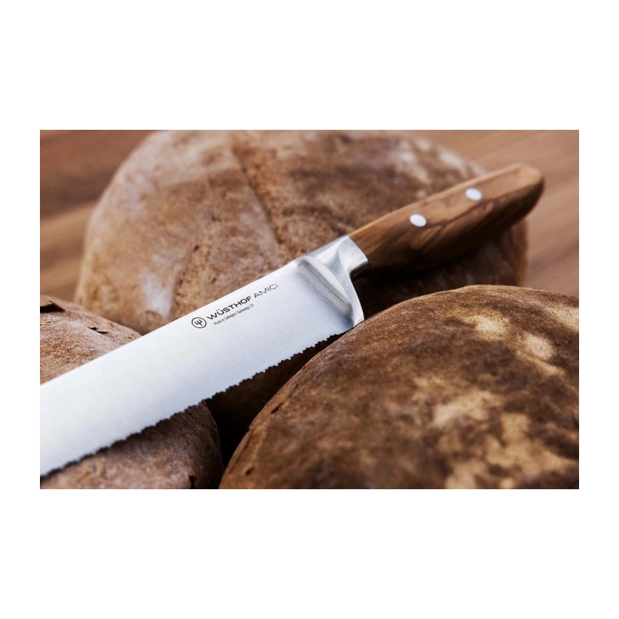 Wüsthof - Kitchen bread knife AMICI 23 cm olive wood