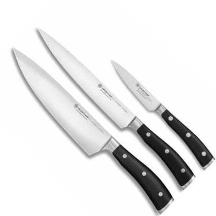 Wüsthof - Set of kitchen knives CLASSIC IKON 3 pcs black