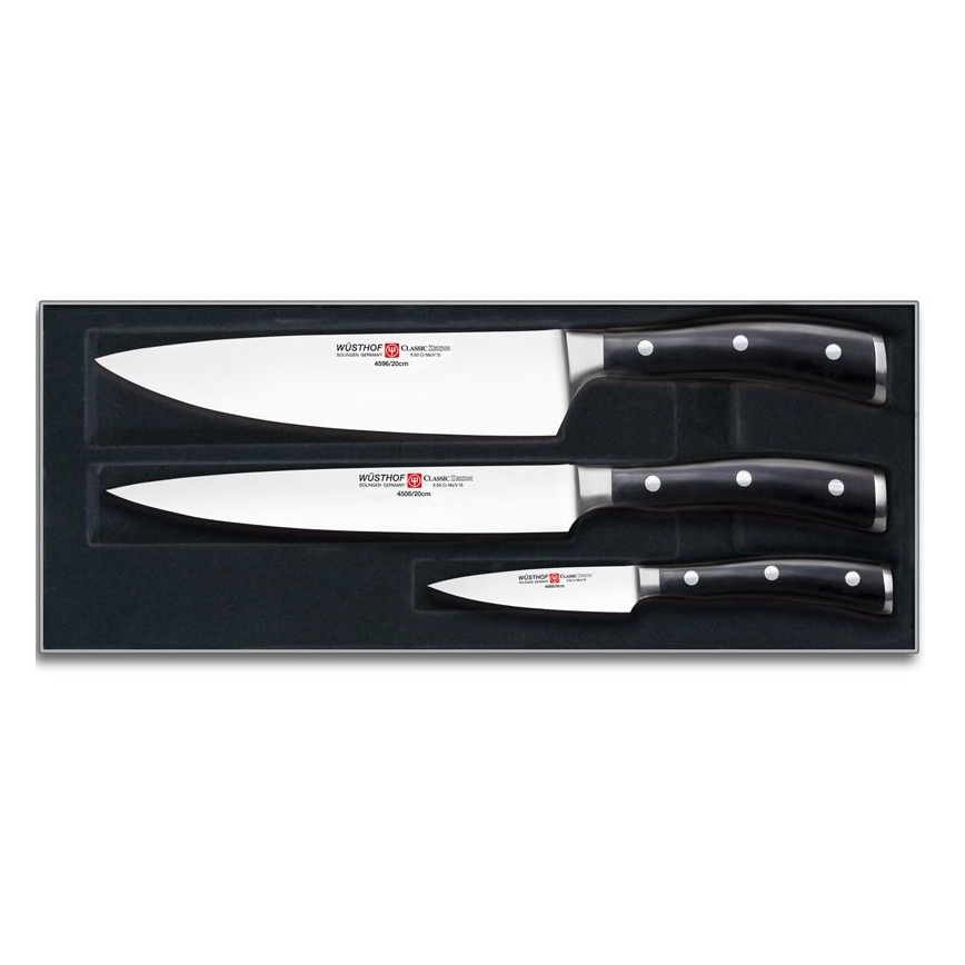 Wüsthof - Set of kitchen knives CLASSIC IKON 3 pcs black