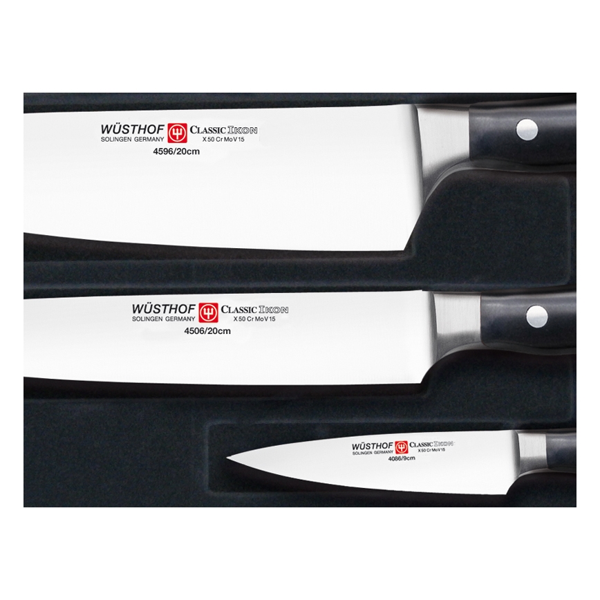 Wüsthof - Set of kitchen knives CLASSIC IKON 3 pcs black