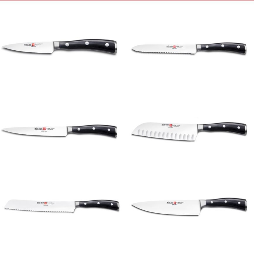 Wüsthof - Set of kitchen knives in a stand CLASSIC IKON 7 pcs ash/black
