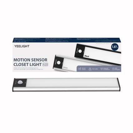 Yeelight - LED Dimmable rechargeable furniture lighting with sensor LED/1,8W/1100 mAh 4000K 20 cm silver