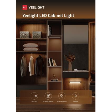 Yeelight - LED Dimmable rechargeable furniture lighting with sensor LED/2,3W/1500 mAh 4000K 40 cm silver