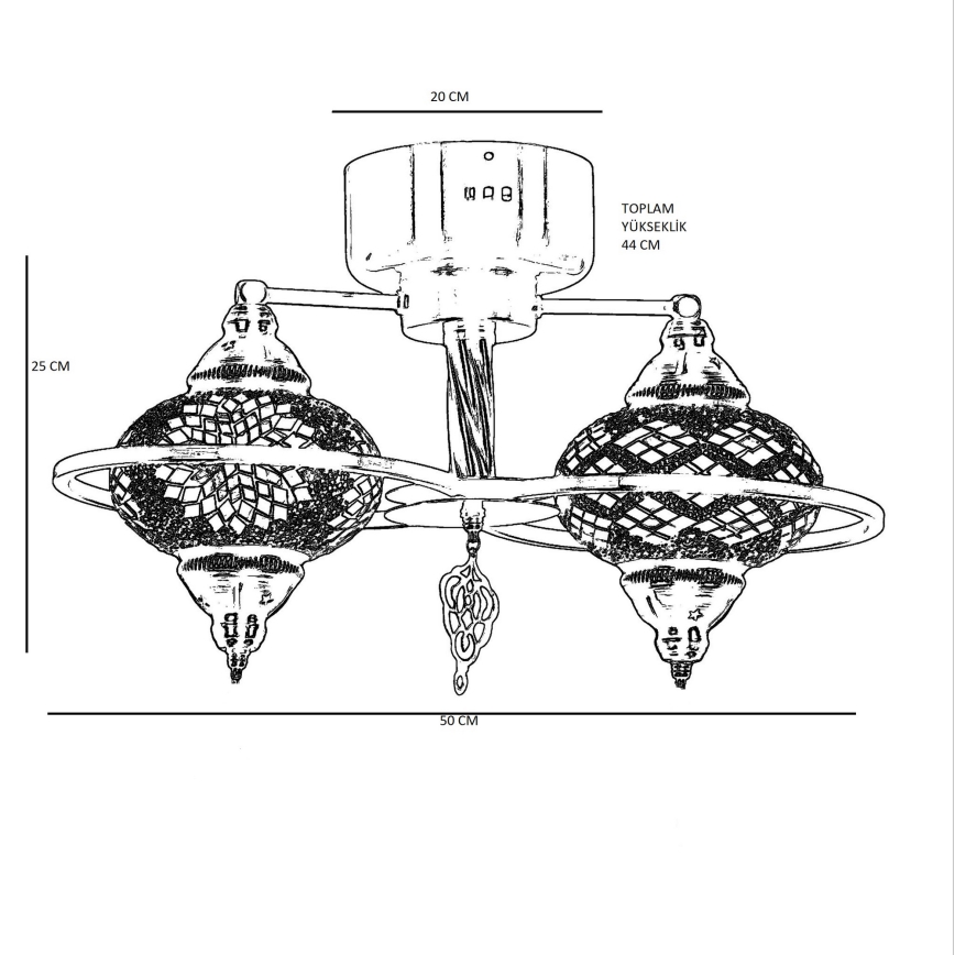YENI flush mount chandelier 2xE27/40W/230V bronze
