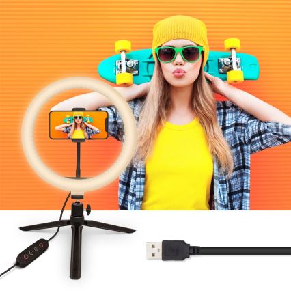 Yenkee - LED RGB Dimmable lamp with a tripod and holder for vlogging LED/5V + remote control