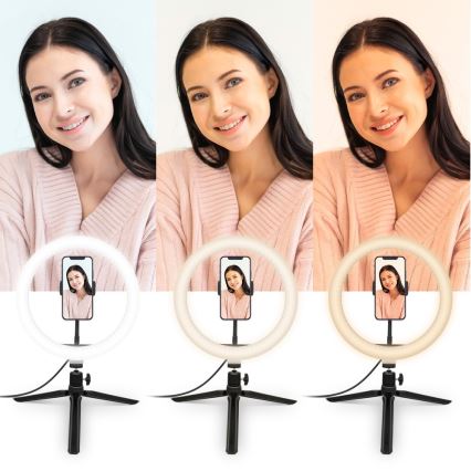 Yenkee - LED RGB Dimmable lamp with a tripod and holder for vlogging LED/5V + remote control