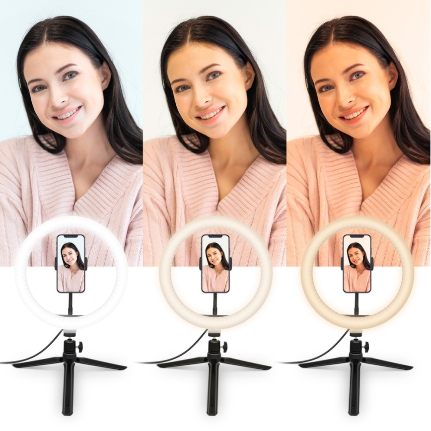 Yenkee - LED RGB Dimmable lamp with a tripod and holder for vlogging LED/5V + remote control