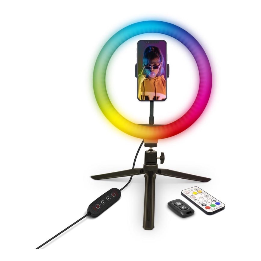Yenkee - LED RGB Dimmable lamp with a tripod and holder for vlogging LED/5V + remote control