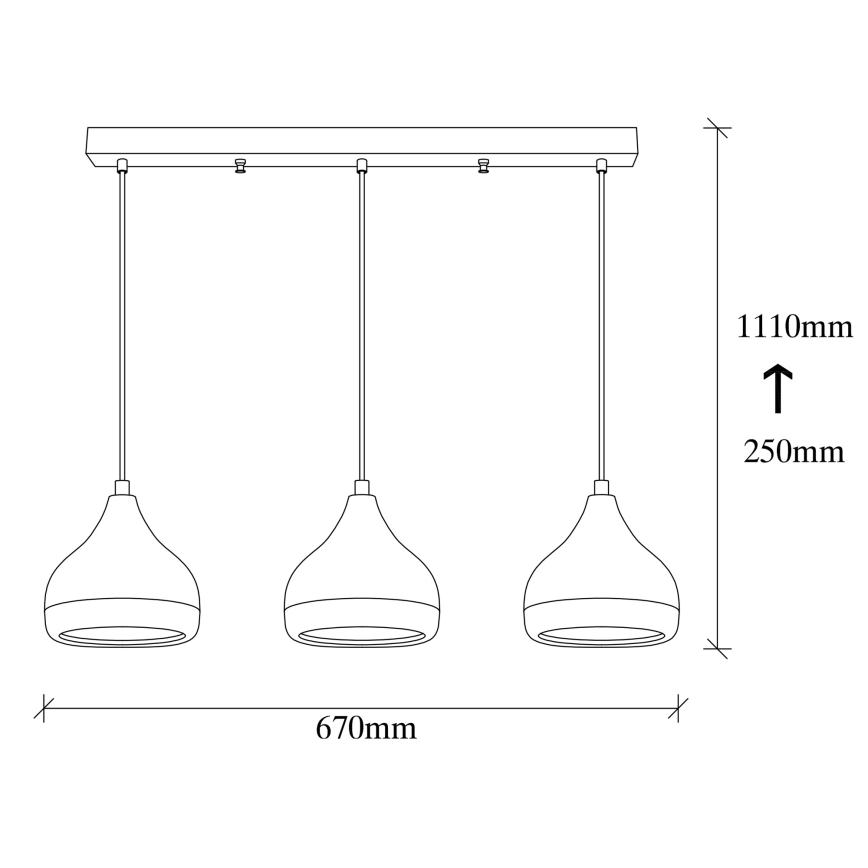 YILDO Cable Pendant Light 3xE27/40W/230V White/Black