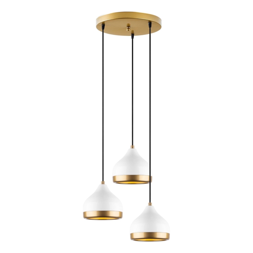 YILDO Cable-Suspended Pendant Light 3xE27/40W/230V White/Gold