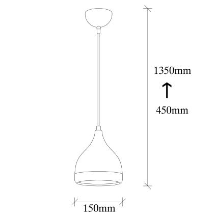 YILDO Cord Pendant Light 1xE27/40W/230V Black/Copper