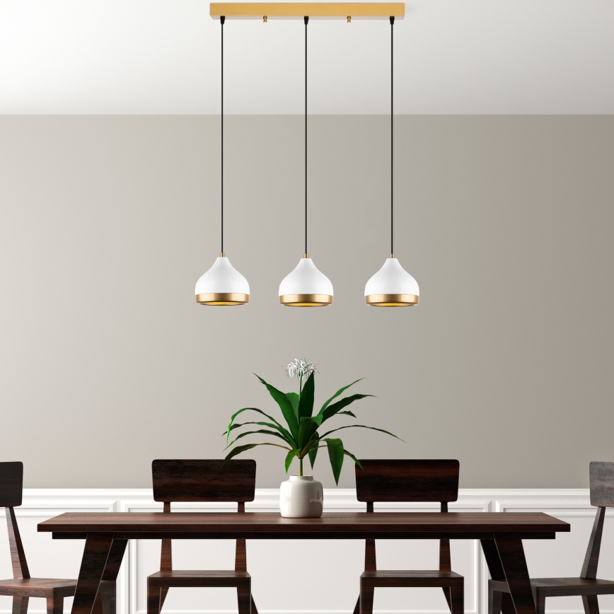YILDO pendant lamp 3xE27/40W/230V white/gold