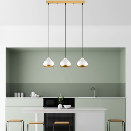 YILDO pendant lamp 3xE27/40W/230V white/gold