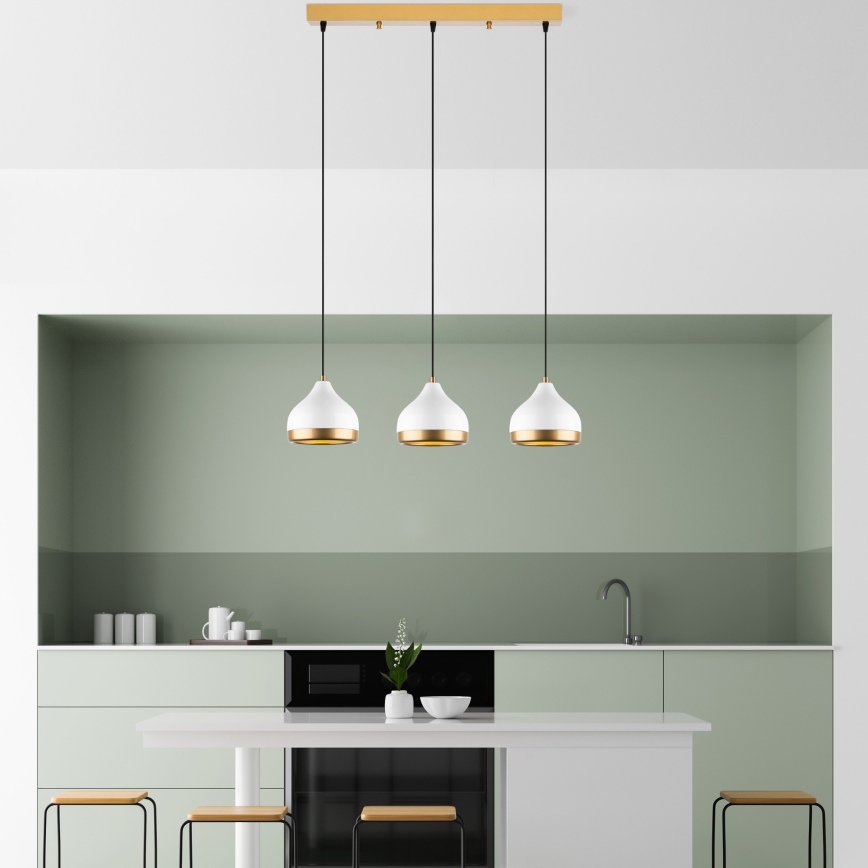 YILDO pendant lamp 3xE27/40W/230V white/gold
