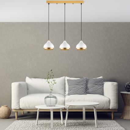 YILDO pendant lamp 3xE27/40W/230V white/gold