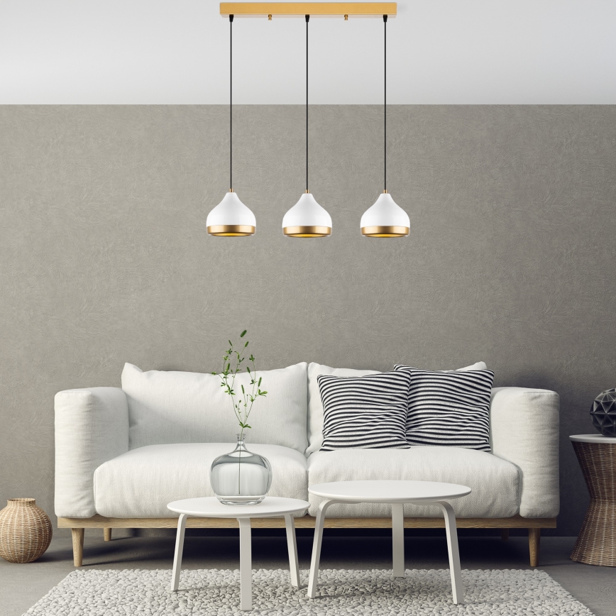 YILDO pendant lamp 3xE27/40W/230V white/gold