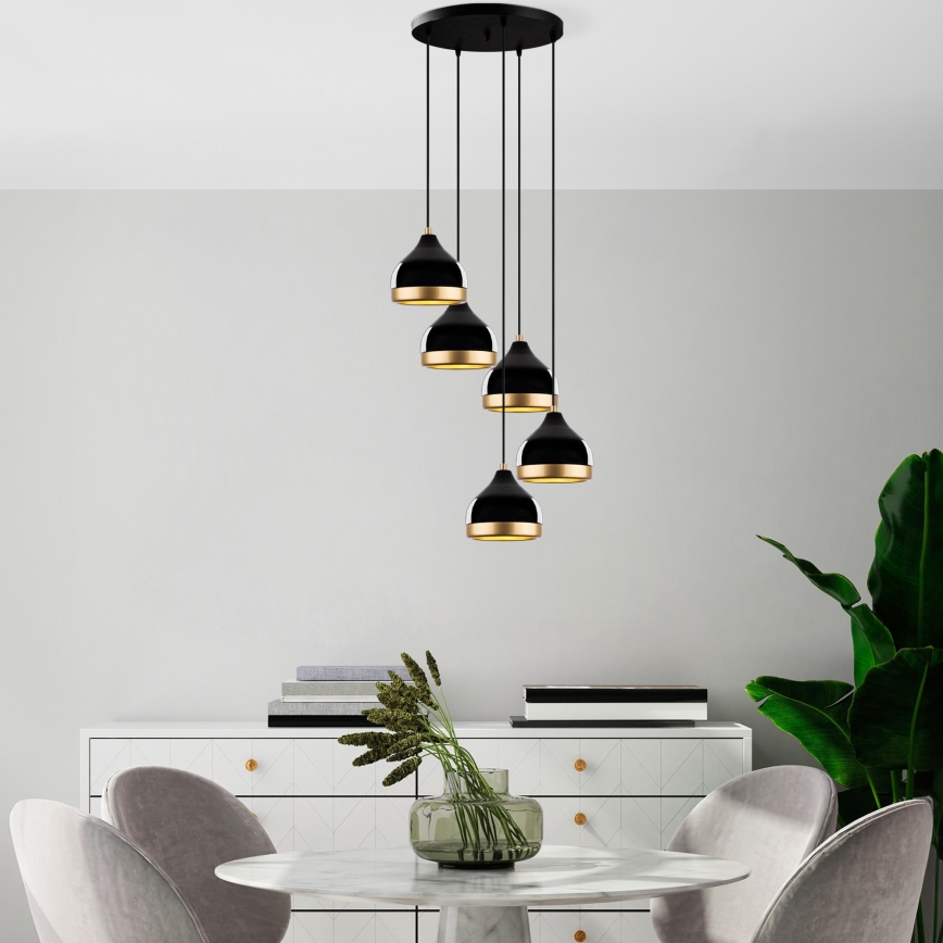 YILDO pendant lamp 5xE27/40W/230V black/gold