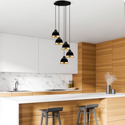 YILDO pendant lamp 5xE27/40W/230V black/gold