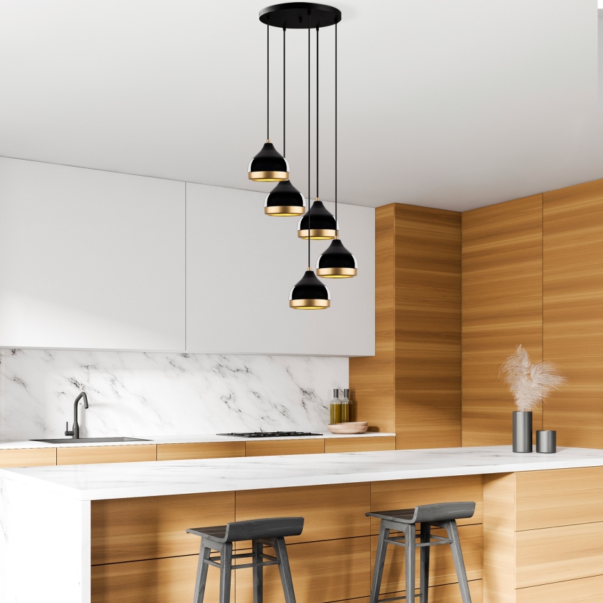 YILDO pendant lamp 5xE27/40W/230V black/gold