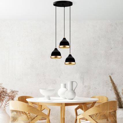 YILDO Pendant Light 3xE27/40W/230V Black/Gold