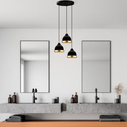 YILDO Pendant Light 3xE27/40W/230V Black/Gold