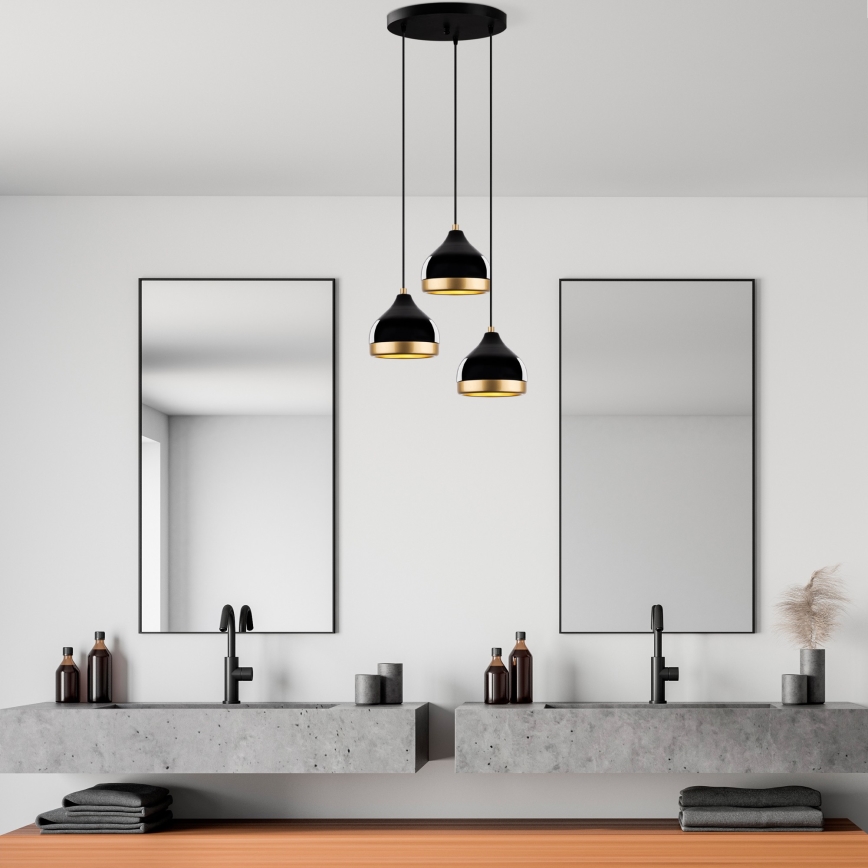 YILDO Pendant Light 3xE27/40W/230V Black/Gold