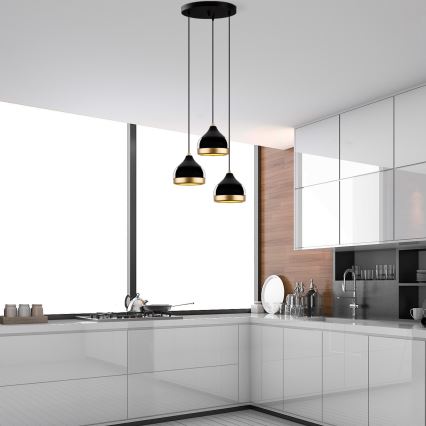 YILDO Pendant Light 3xE27/40W/230V Black/Gold