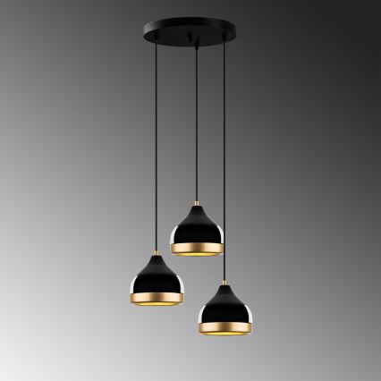 YILDO Pendant Light 3xE27/40W/230V Black/Gold