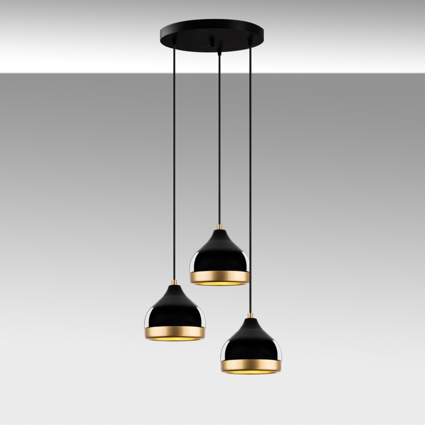 YILDO Pendant Light 3xE27/40W/230V Black/Gold
