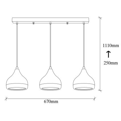 YILDO Pendant Light 3xE27/40W/230V White/Black