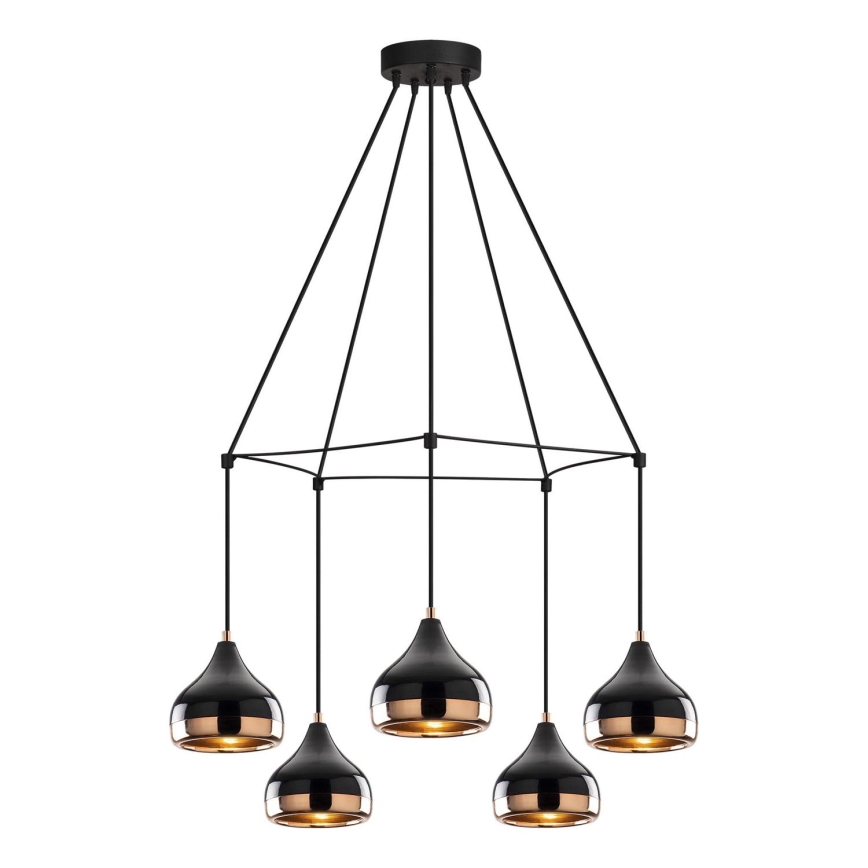 YILDO Pendant Light 5xE27/40W/230V Black/Copper