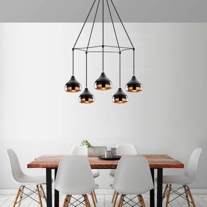 YILDO Pendant Light 5xE27/40W/230V Black/Copper
