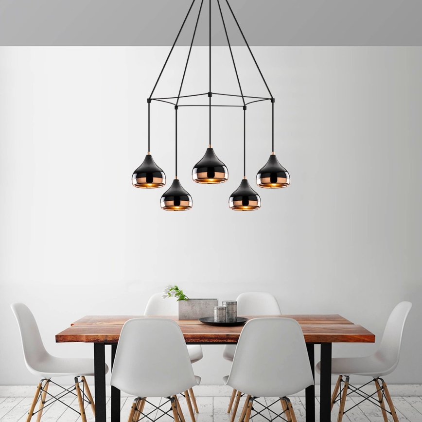 YILDO Pendant Light 5xE27/40W/230V Black/Copper