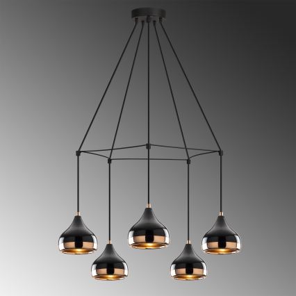YILDO Pendant Light 5xE27/40W/230V Black/Copper