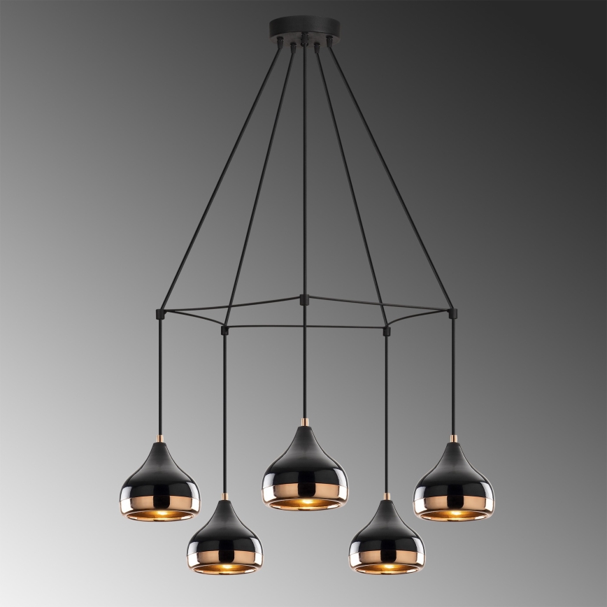 YILDO Pendant Light 5xE27/40W/230V Black/Copper