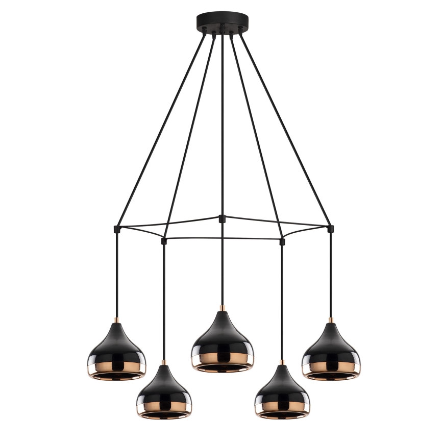 YILDO Pendant Light 5xE27/40W/230V Black/Copper