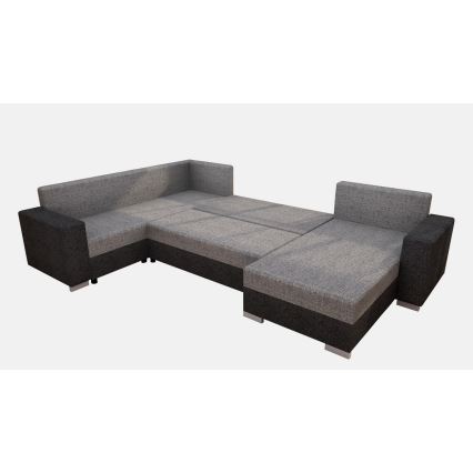 YORK Reversible U-shaped Upholstered Pull-out Sofa — Gray/Beige/Brown