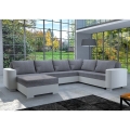 YORK Upholstered Reversible U-Shaped Sofa Bed — White/Gray