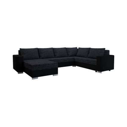 YORK Upholstered Universal U-Shaped Sofa Bed, Black/Anthracite