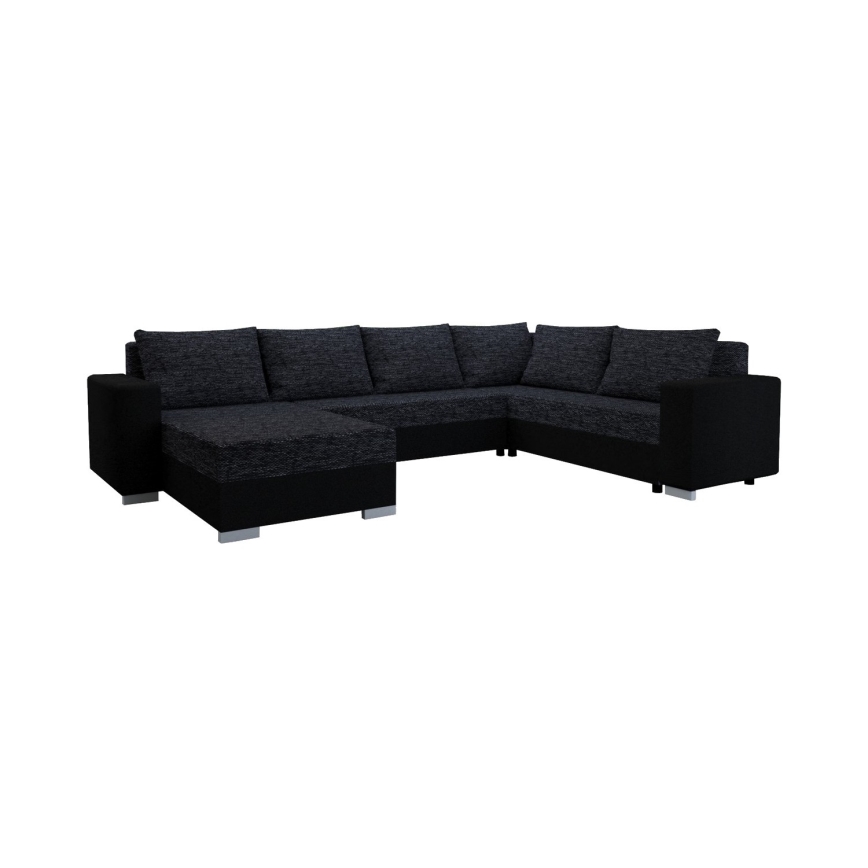 YORK Upholstered Universal U-Shaped Sofa Bed, Black/Anthracite