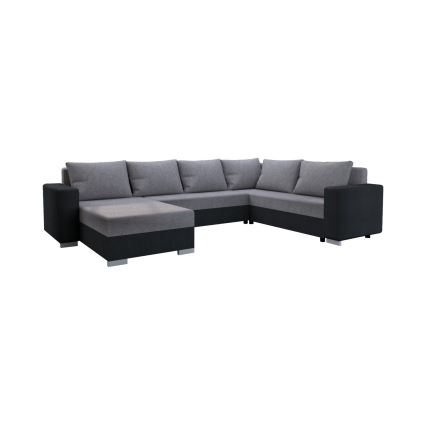 YORK Upholstered Universal U-Shaped Sofa Bed, Grey/Black