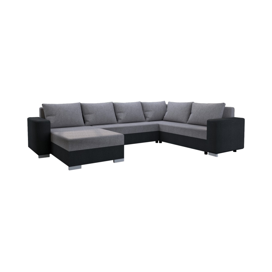 YORK Upholstered Universal U-Shaped Sofa Bed, Grey/Black