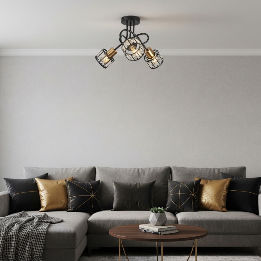 ZAHARA Flush-Mount Chandelier 3xE27/10W/230V Black