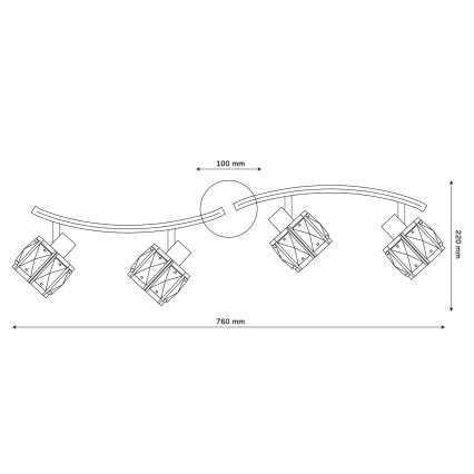 ZAHARA Flush-Mount Chandelier 4xE27/10W/230V Black
