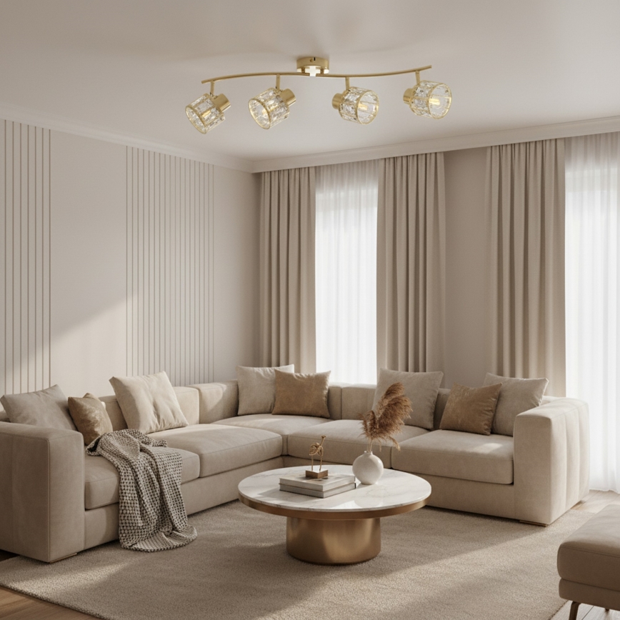 ZAHARA Flush-Mount Chandelier 4xE27/10W/230V, Gold