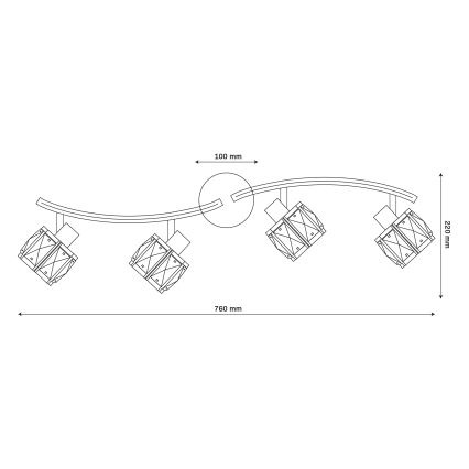 ZAHARA Flush-Mount Chandelier 4xE27/10W/230V, Gold