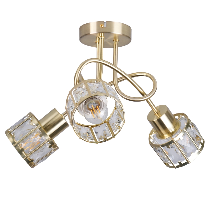 ZAHARA Flush‑Mount Chandelier 3xE27/10W/230V — Gold Finish